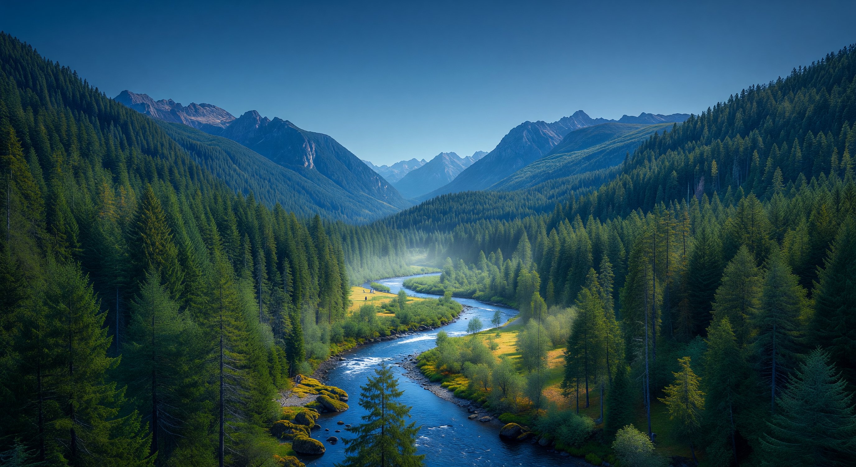 Pacific mountain landscape at sunrise